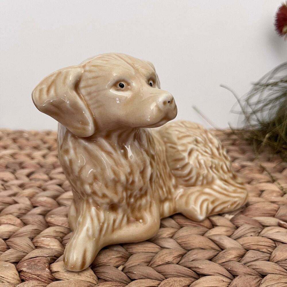 Golden Retriever Ceramic Beige Dog Vintage Figurine Made In Brazil 5-5/8 Inch